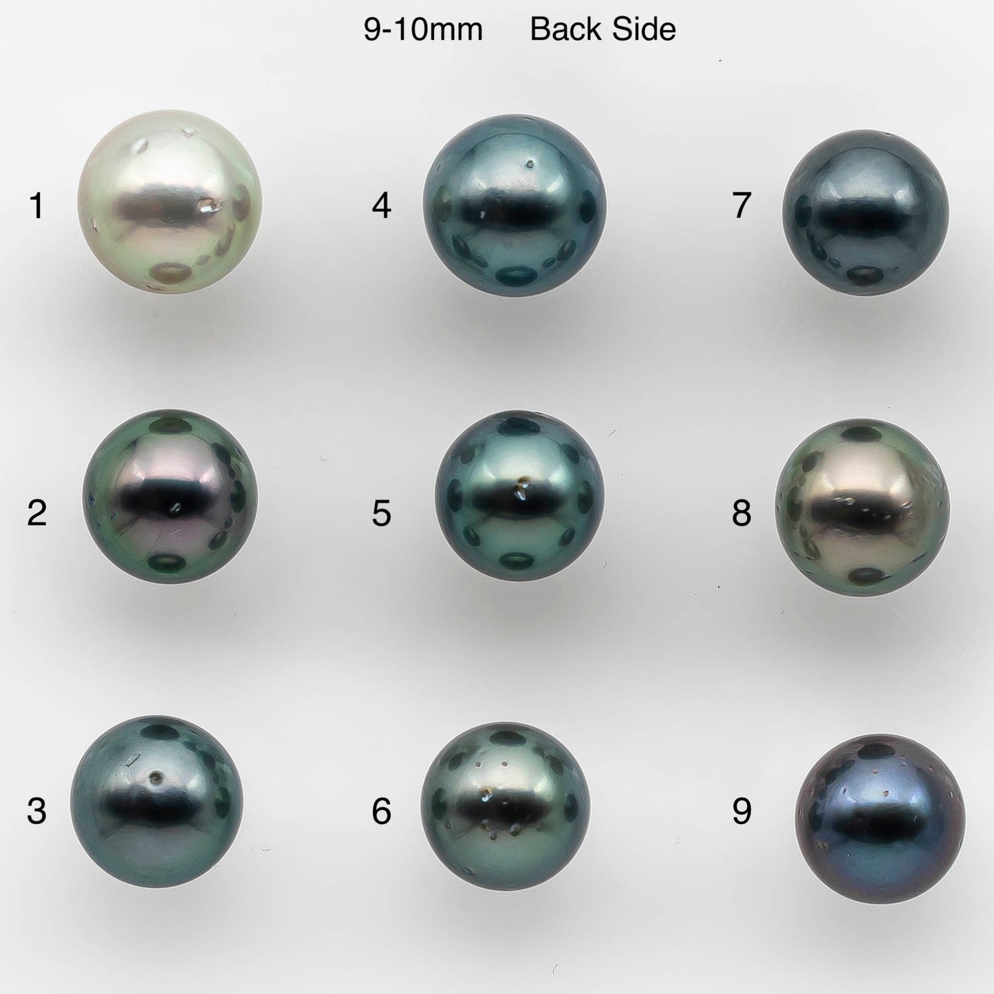 8-10mm Tahitian Pearl Round with High Luster and Natural Color with Minor Blemishes, Loose Single Piece Undrilled, SKU # 2150TH