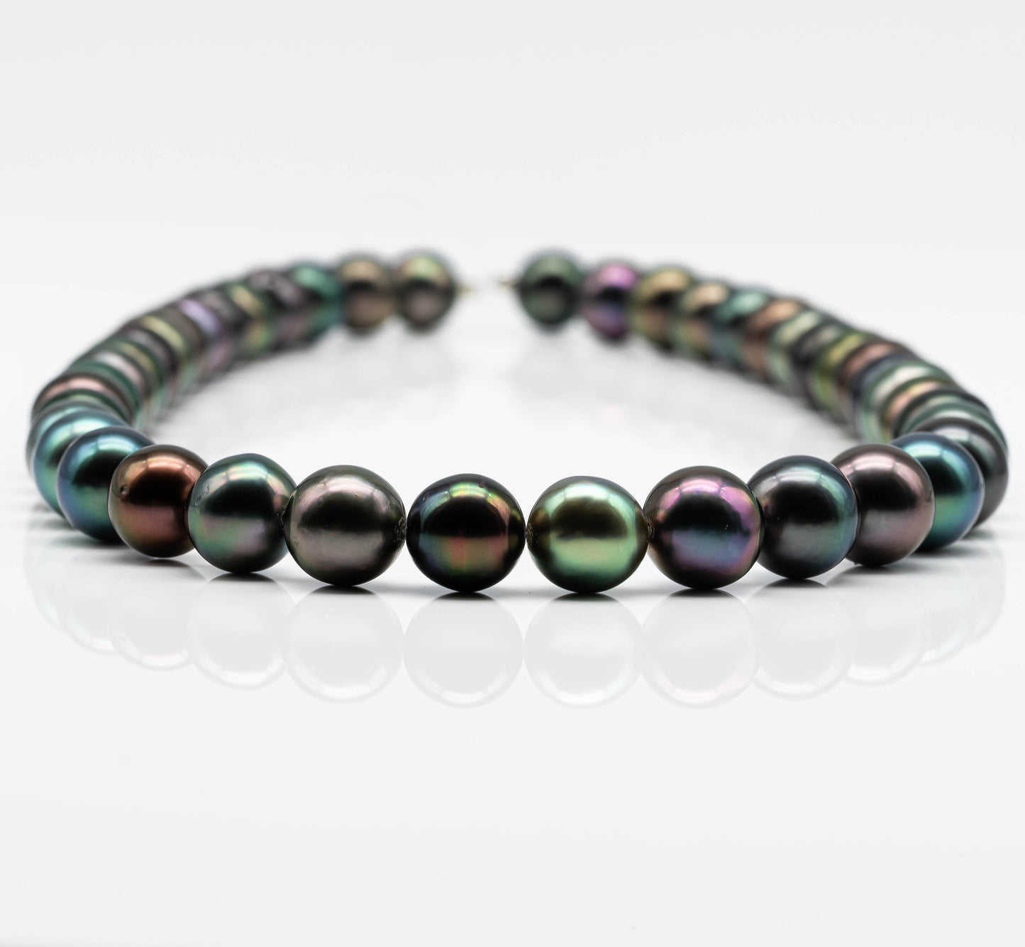 9-10mm Round Tahitian Pearl in Multi Color with High Quality Full Strand, High Luster and Natural Color for Jewelry Making, SKU # 1552TH