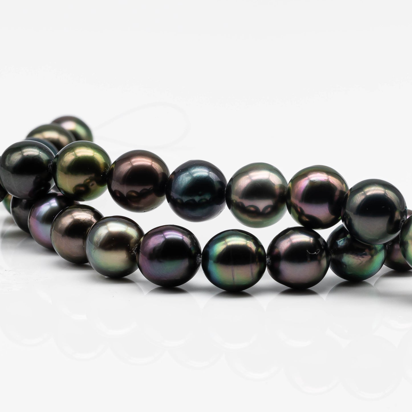 9-10mm Round Tahitian Pearl in Multi Color with High Quality Full Strand, High Luster and Natural Color for Jewelry Making, SKU # 1552TH