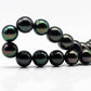 9-10mm Peacock Round Tahitian Pearl in High Quality Half Strand with Blemish, High Luster and Natural Color for Jewelry Making, SKU # 1553TH