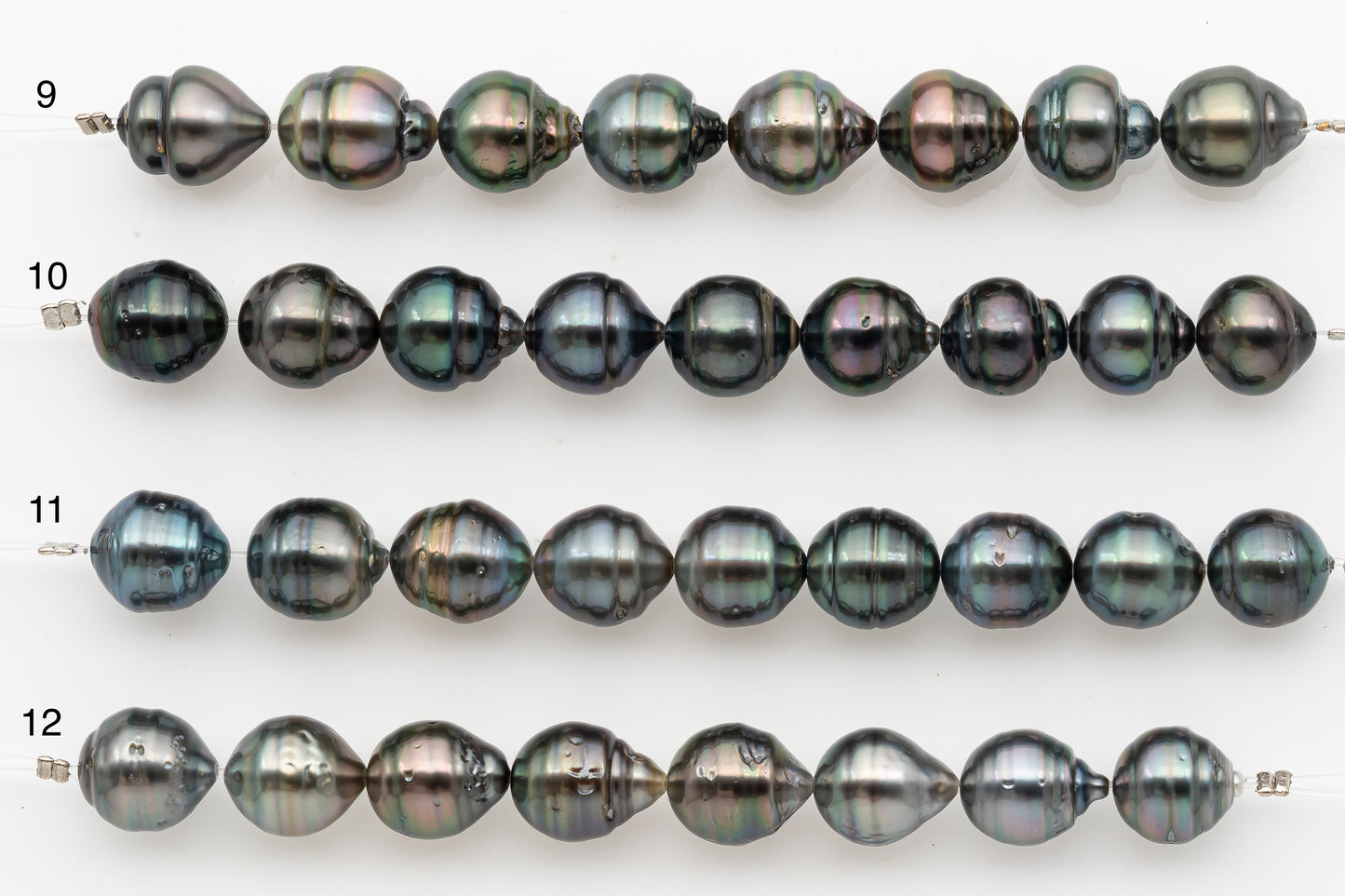 10-11mm Tahitian Pearl Short Strand with Minor Blemishes, Natural Colors, SKU # 3354TH