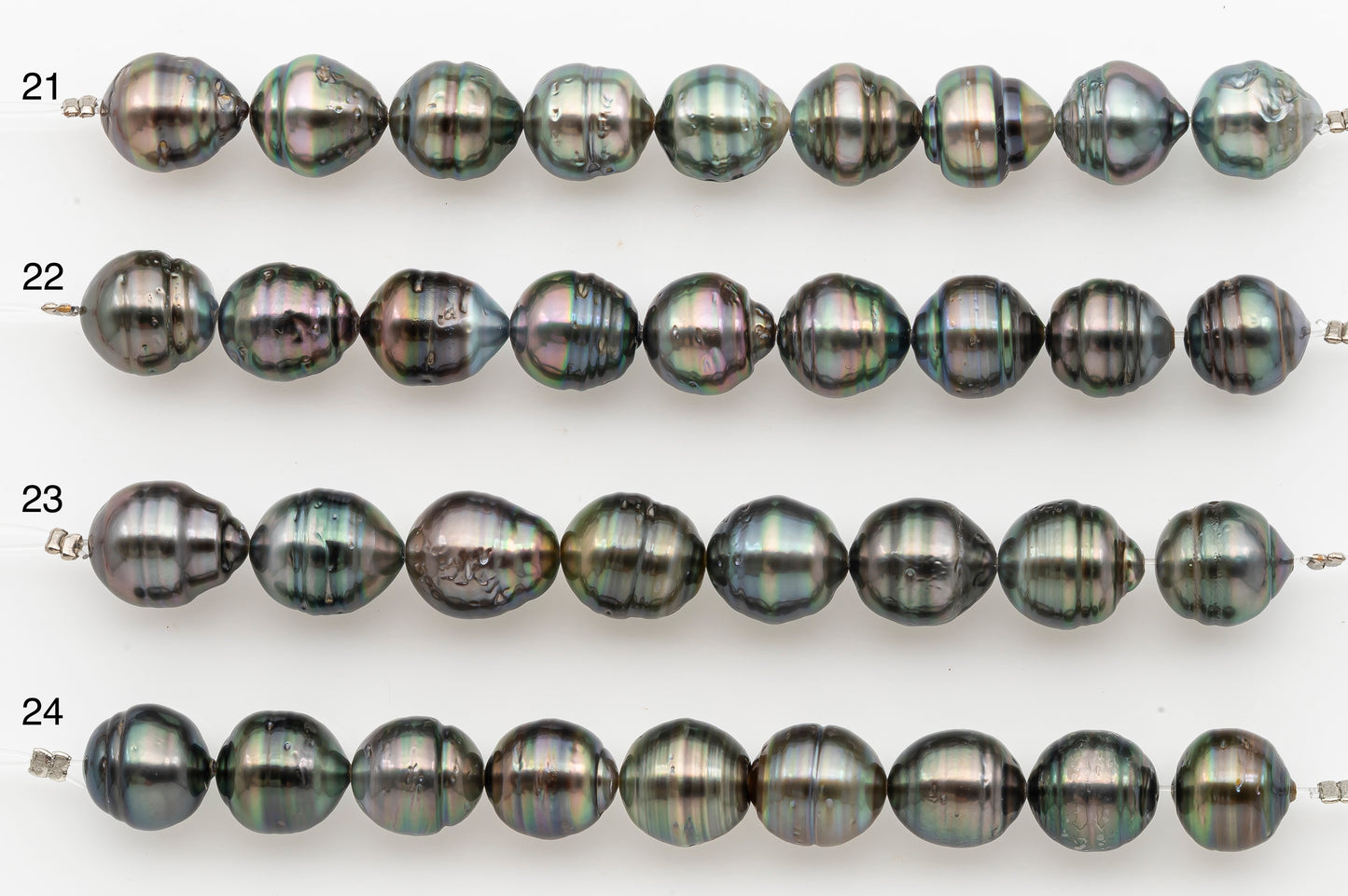 10-11mm Tahitian Pearl Short Strand with Minor Blemishes, Natural Colors, SKU # 3354TH
