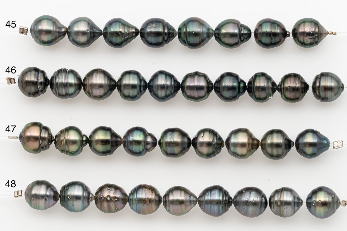 10-11mm Tahitian Pearl Short Strand with Minor Blemishes, Natural Colors, SKU # 3354TH