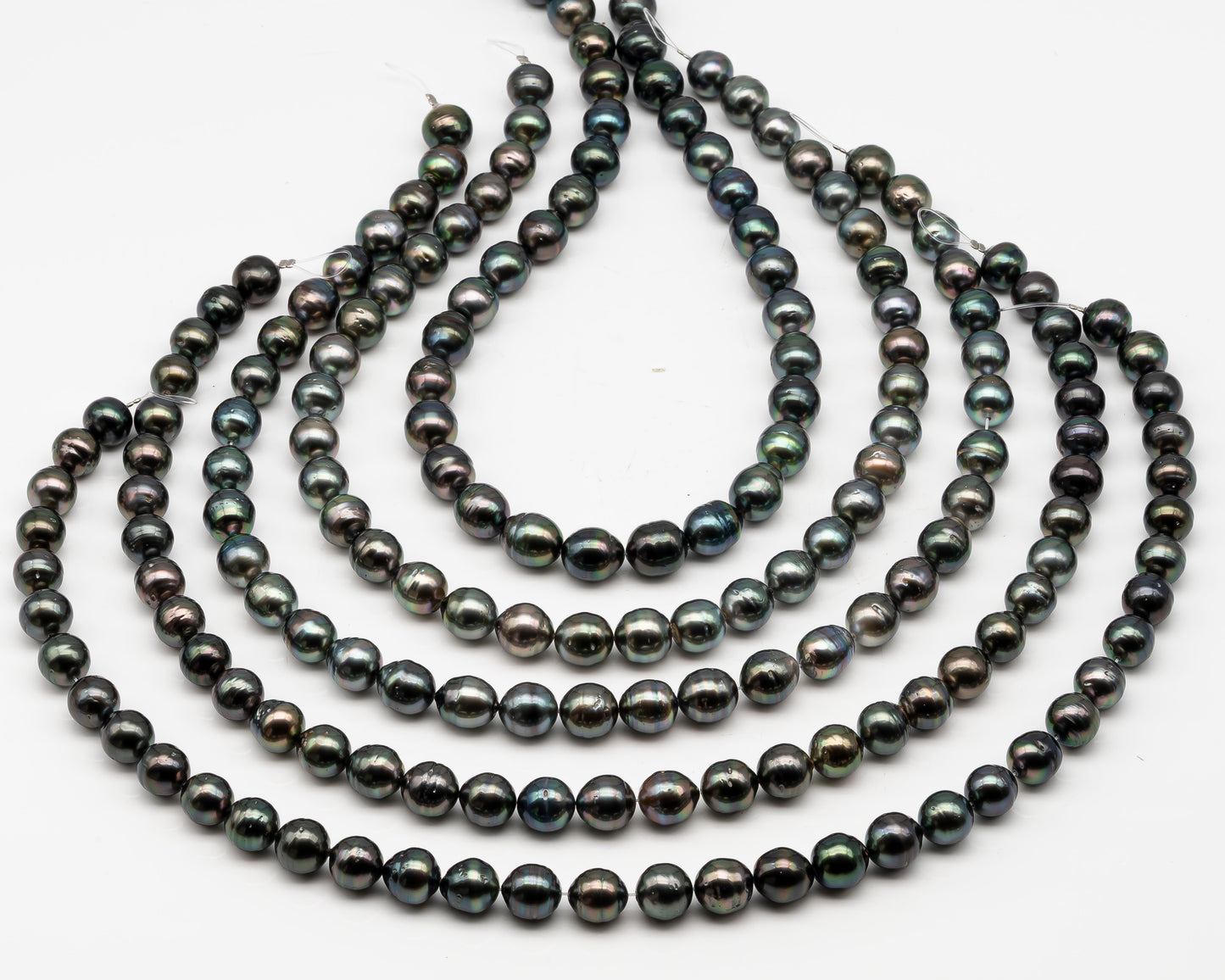 10-11mm Tahitian Pearl Full Strand with Minor Blemishes, Natural Colors, SKU # 3356TH