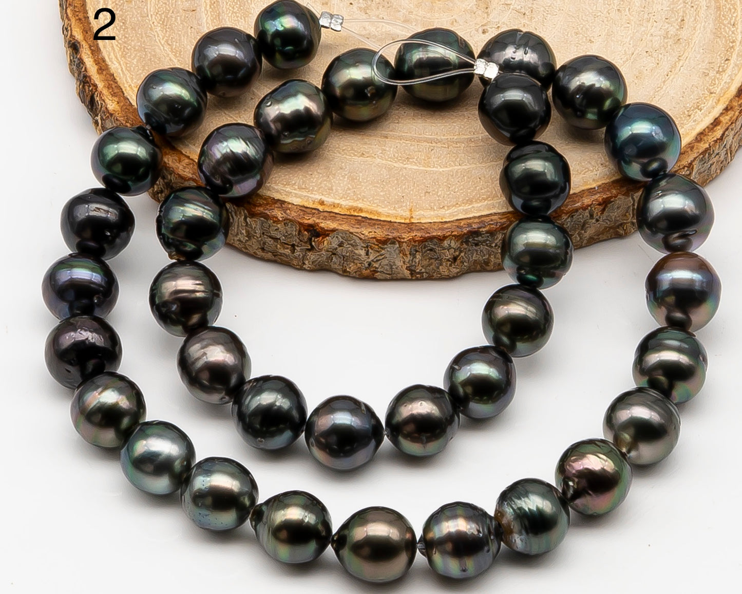 10-11mm Tahitian Pearl Full Strand with Minor Blemishes, Natural Colors, SKU # 3356TH