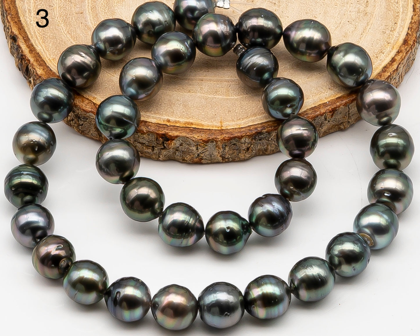 10-11mm Tahitian Pearl Full Strand with Minor Blemishes, Natural Colors, SKU # 3356TH
