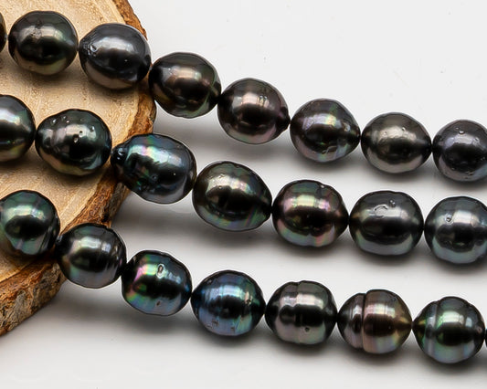 10-11mm Tahitian Pearl Full Strand with Minor Blemishes, Natural Colors, SKU # 3357TH