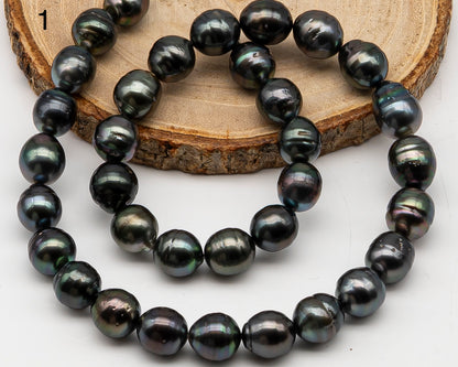 10-11mm Tahitian Pearl Full Strand with Minor Blemishes, Natural Colors, SKU # 3357TH