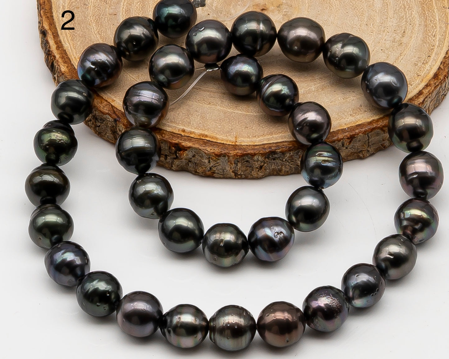 10-11mm Tahitian Pearl Full Strand with Minor Blemishes, Natural Colors, SKU # 3357TH