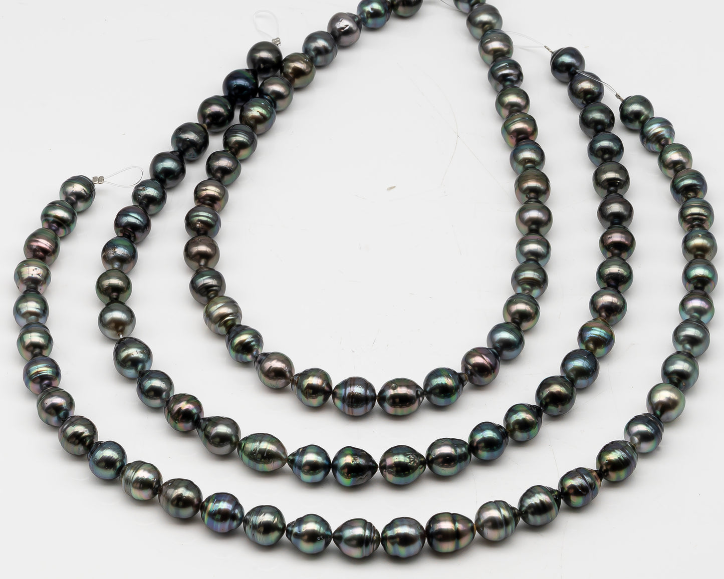 10-11mm Tahitian Pearl Full Strand with Minor Blemishes, Natural Colors, SKU # 3358TH