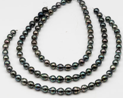 10-11mm Tahitian Pearl Full Strand with Minor Blemishes, Natural Colors, SKU # 3358TH