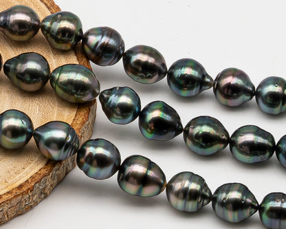 10-11mm Tahitian Pearl Full Strand with Minor Blemishes, Natural Colors, SKU # 3358TH