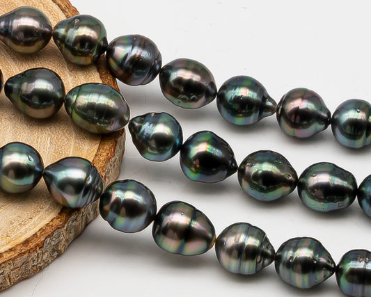 10-11mm Tahitian Pearl Full Strand with Minor Blemishes, Natural Colors, SKU # 3358TH