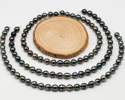 10-11mm Tahitian Pearl Full Strand with Minor Blemishes, Natural Colors, SKU # 3358TH