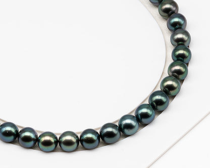 9-10mm Tahitian Pearl in Full Strand (No Hole) with Natural Color and High Luster, Temporarily Strung Pearl for Jewelry Making, SKU # 3380TH