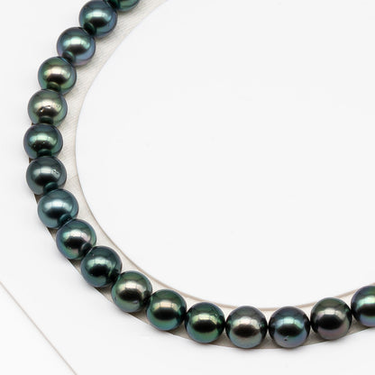 9-10mm Tahitian Pearl in Full Strand (No Hole) with Natural Color and High Luster, Temporarily Strung Pearl for Jewelry Making, SKU # 3380TH