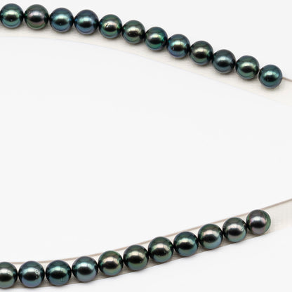9-10mm Tahitian Pearl in Full Strand (No Hole) with Natural Color and High Luster, Temporarily Strung Pearl for Jewelry Making, SKU # 3380TH