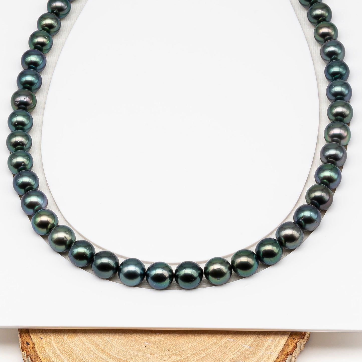 9-10mm Tahitian Pearl in Full Strand (No Hole) with Natural Color and High Luster, Temporarily Strung Pearl for Jewelry Making, SKU # 3380TH