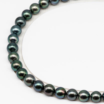 9-10mm Tahitian Pearl in Full Strand (No Hole) with Natural Color and High Luster, Temporarily Strung Pearl for Jewelry Making, SKU # 3380TH