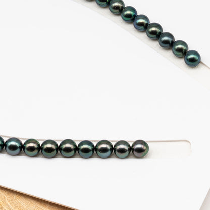 9-10mm Tahitian Pearl in Full Strand (No Hole) with Natural Color and High Luster, Temporarily Strung Pearl for Jewelry Making, SKU # 3380TH