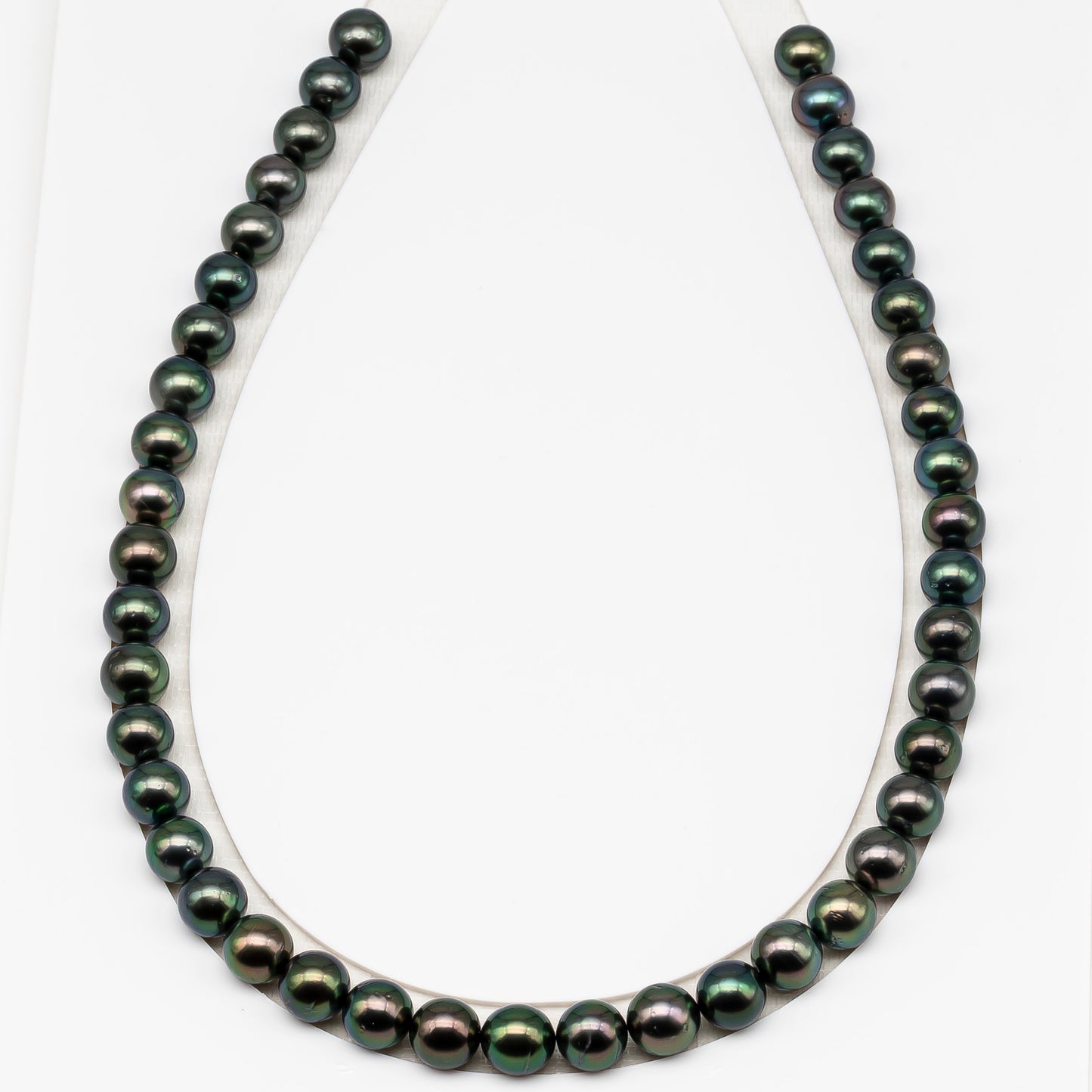 9-10mm Tahitian Pearl in Full Strand (No Hole) with Natural Color and High Luster, Temporarily Strung Pearl for Jewelry Making, SKU # 3381TH