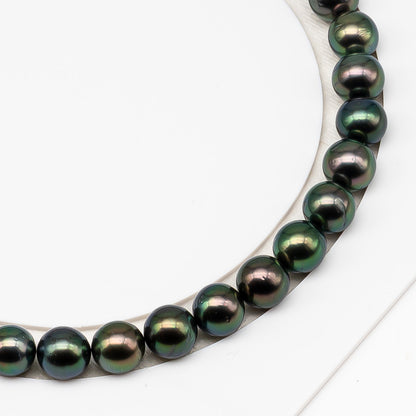 9-10mm Tahitian Pearl in Full Strand (No Hole) with Natural Color and High Luster, Temporarily Strung Pearl for Jewelry Making, SKU # 3381TH