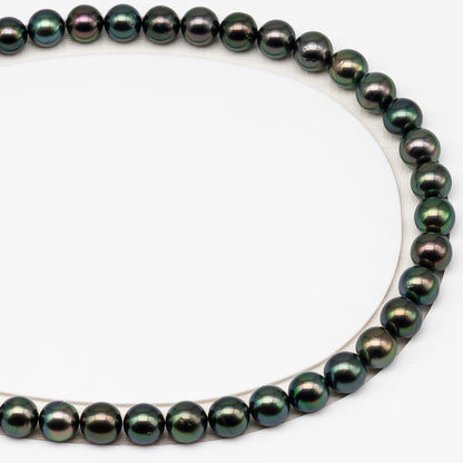 9-10mm Tahitian Pearl in Full Strand (No Hole) with Natural Color and High Luster, Temporarily Strung Pearl for Jewelry Making, SKU # 3381TH