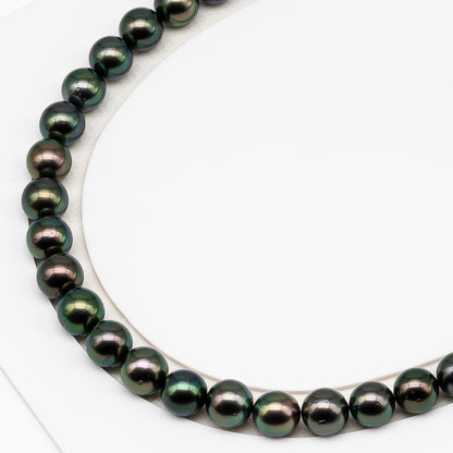 9-10mm Tahitian Pearl in Full Strand (No Hole) with Natural Color and High Luster, Temporarily Strung Pearl for Jewelry Making, SKU # 3381TH