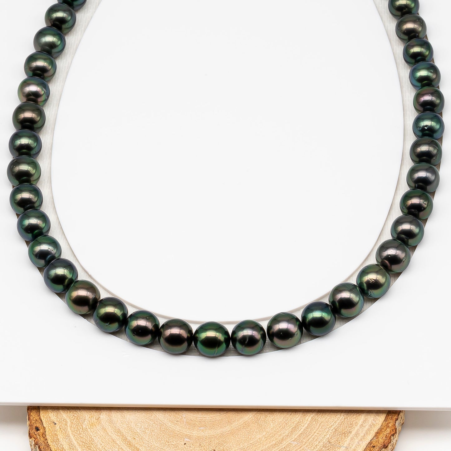 9-10mm Tahitian Pearl in Full Strand (No Hole) with Natural Color and High Luster, Temporarily Strung Pearl for Jewelry Making, SKU # 3381TH