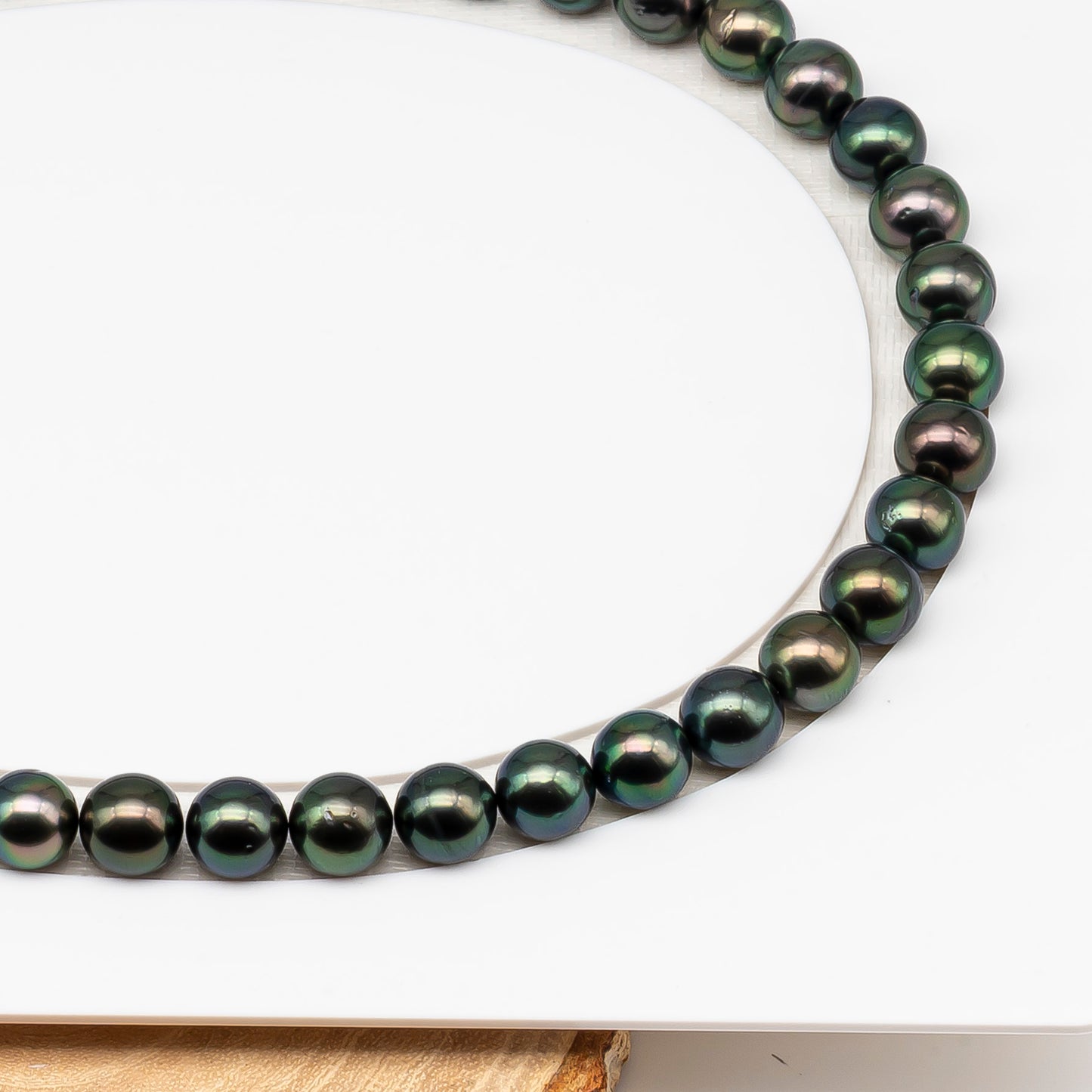 9-10mm Tahitian Pearl in Full Strand (No Hole) with Natural Color and High Luster, Temporarily Strung Pearl for Jewelry Making, SKU # 3381TH