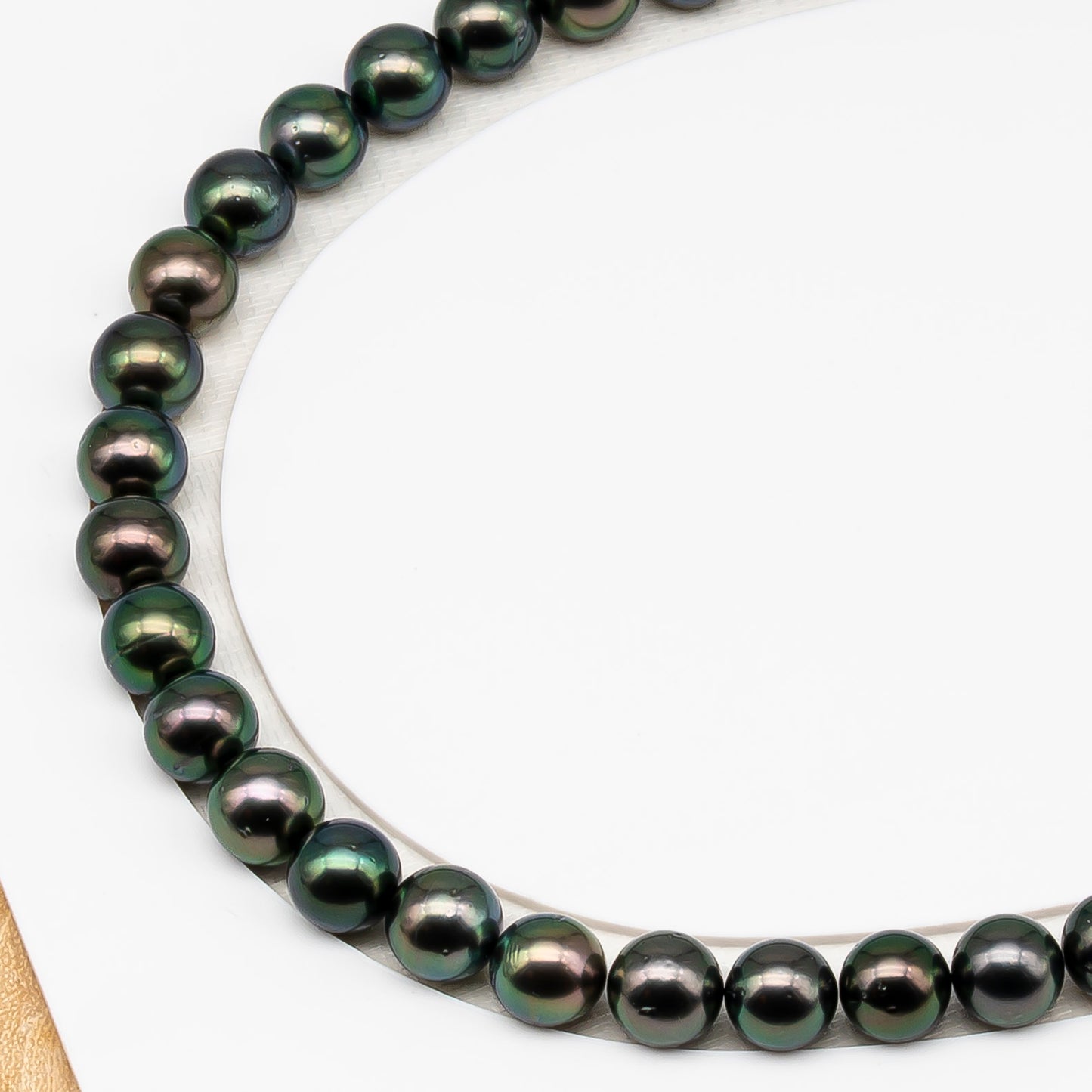 9-10mm Tahitian Pearl in Full Strand (No Hole) with Natural Color and High Luster, Temporarily Strung Pearl for Jewelry Making, SKU # 3381TH
