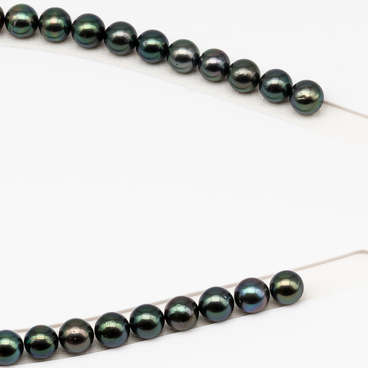 9-10mm Tahitian Pearl in Full Strand (No Hole) with Natural Color and High Luster, Temporarily Strung Pearl for Jewelry Making, SKU # 3381TH