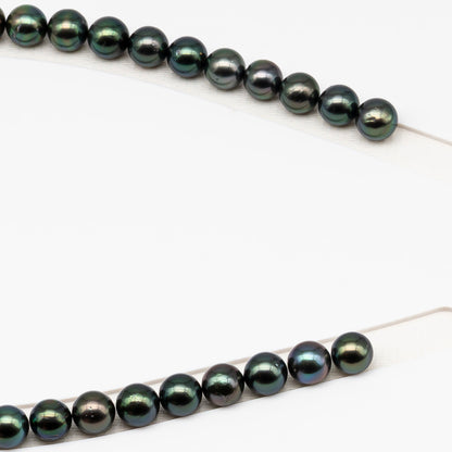 9-10mm Tahitian Pearl in Full Strand (No Hole) with Natural Color and High Luster, Temporarily Strung Pearl for Jewelry Making, SKU # 3381TH