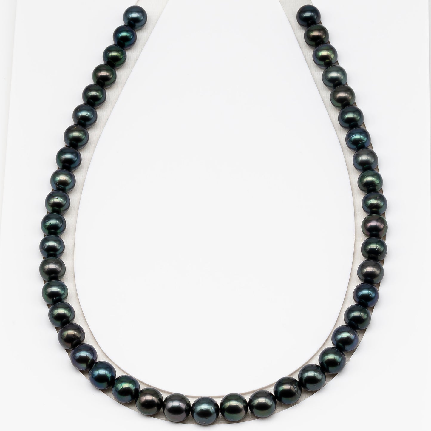 9-10mm Tahitian Pearl in Full Strand (No Hole) with Natural Color and High Luster, Temporarily Strung Pearl for Jewelry Making, SKU # 3382TH