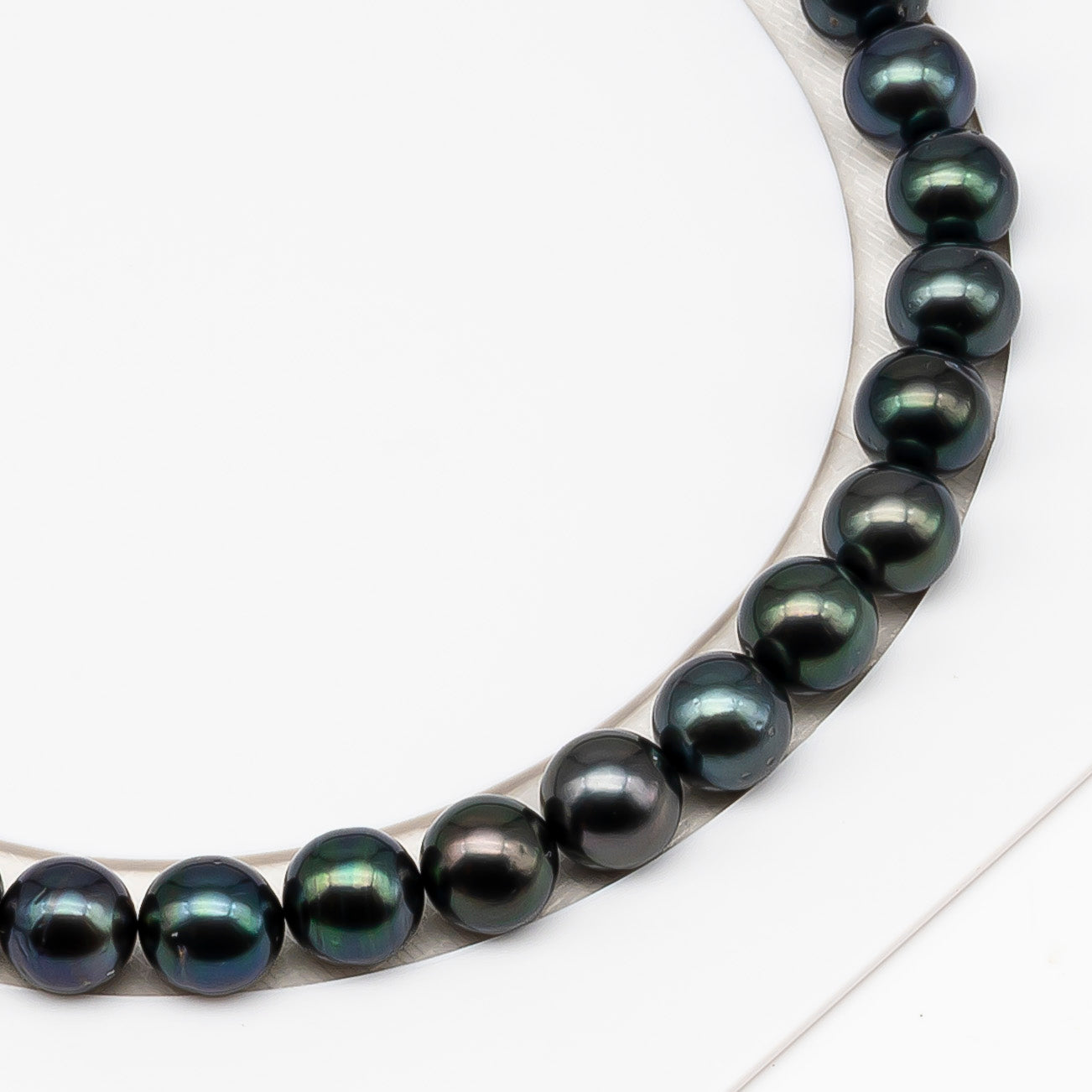 9-10mm Tahitian Pearl in Full Strand (No Hole) with Natural Color and High Luster, Temporarily Strung Pearl for Jewelry Making, SKU # 3382TH