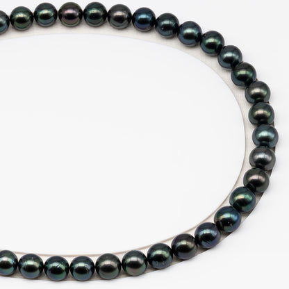 9-10mm Tahitian Pearl in Full Strand (No Hole) with Natural Color and High Luster, Temporarily Strung Pearl for Jewelry Making, SKU # 3382TH