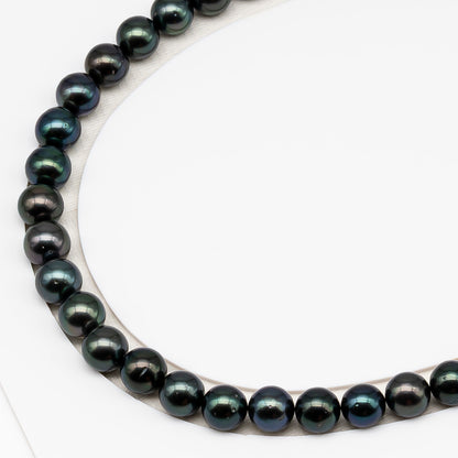 9-10mm Tahitian Pearl in Full Strand (No Hole) with Natural Color and High Luster, Temporarily Strung Pearl for Jewelry Making, SKU # 3382TH