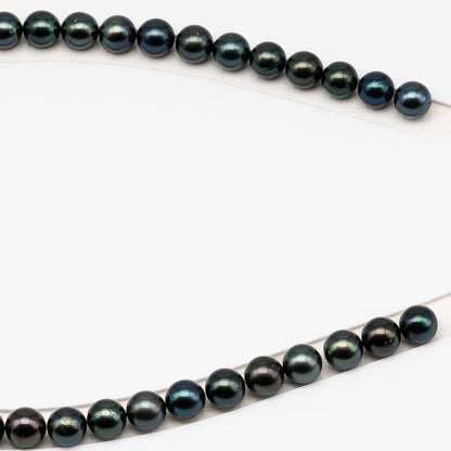 9-10mm Tahitian Pearl in Full Strand (No Hole) with Natural Color and High Luster, Temporarily Strung Pearl for Jewelry Making, SKU # 3382TH