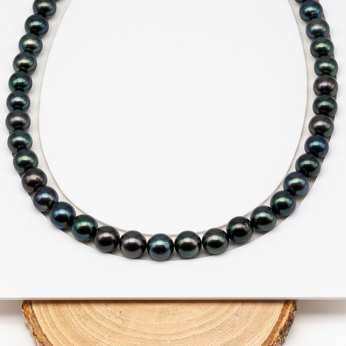 9-10mm Tahitian Pearl in Full Strand (No Hole) with Natural Color and High Luster, Temporarily Strung Pearl for Jewelry Making, SKU # 3382TH