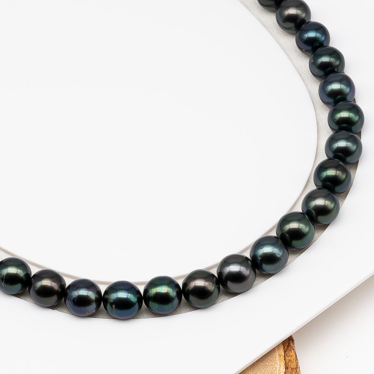 9-10mm Tahitian Pearl in Full Strand (No Hole) with Natural Color and High Luster, Temporarily Strung Pearl for Jewelry Making, SKU # 3382TH