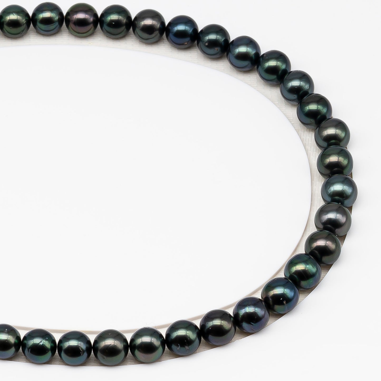 9-10mm Tahitian Pearl in Full Strand (No Hole) with Natural Color and High Luster, Temporarily Strung Pearl for Jewelry Making, SKU # 3382TH
