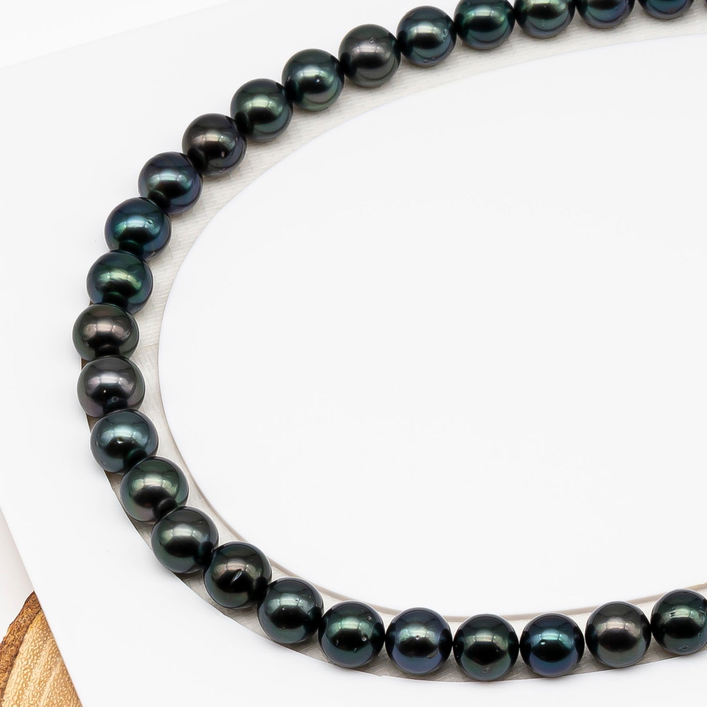 9-10mm Tahitian Pearl in Full Strand (No Hole) with Natural Color and High Luster, Temporarily Strung Pearl for Jewelry Making, SKU # 3382TH