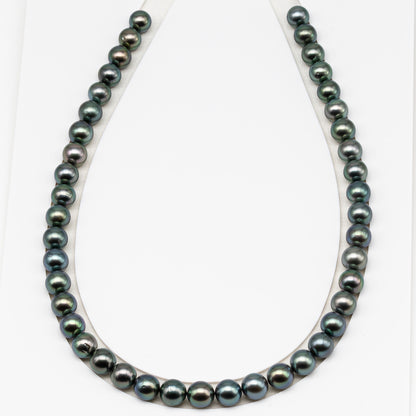 9-10mm Tahitian Pearl in Full Strand (No Hole) with Natural Color and High Luster, Temporarily Strung Pearl for Jewelry Making, SKU # 3383TH