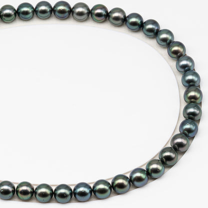 9-10mm Tahitian Pearl in Full Strand (No Hole) with Natural Color and High Luster, Temporarily Strung Pearl for Jewelry Making, SKU # 3383TH