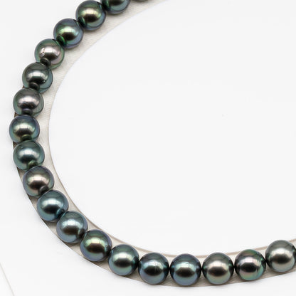 9-10mm Tahitian Pearl in Full Strand (No Hole) with Natural Color and High Luster, Temporarily Strung Pearl for Jewelry Making, SKU # 3383TH