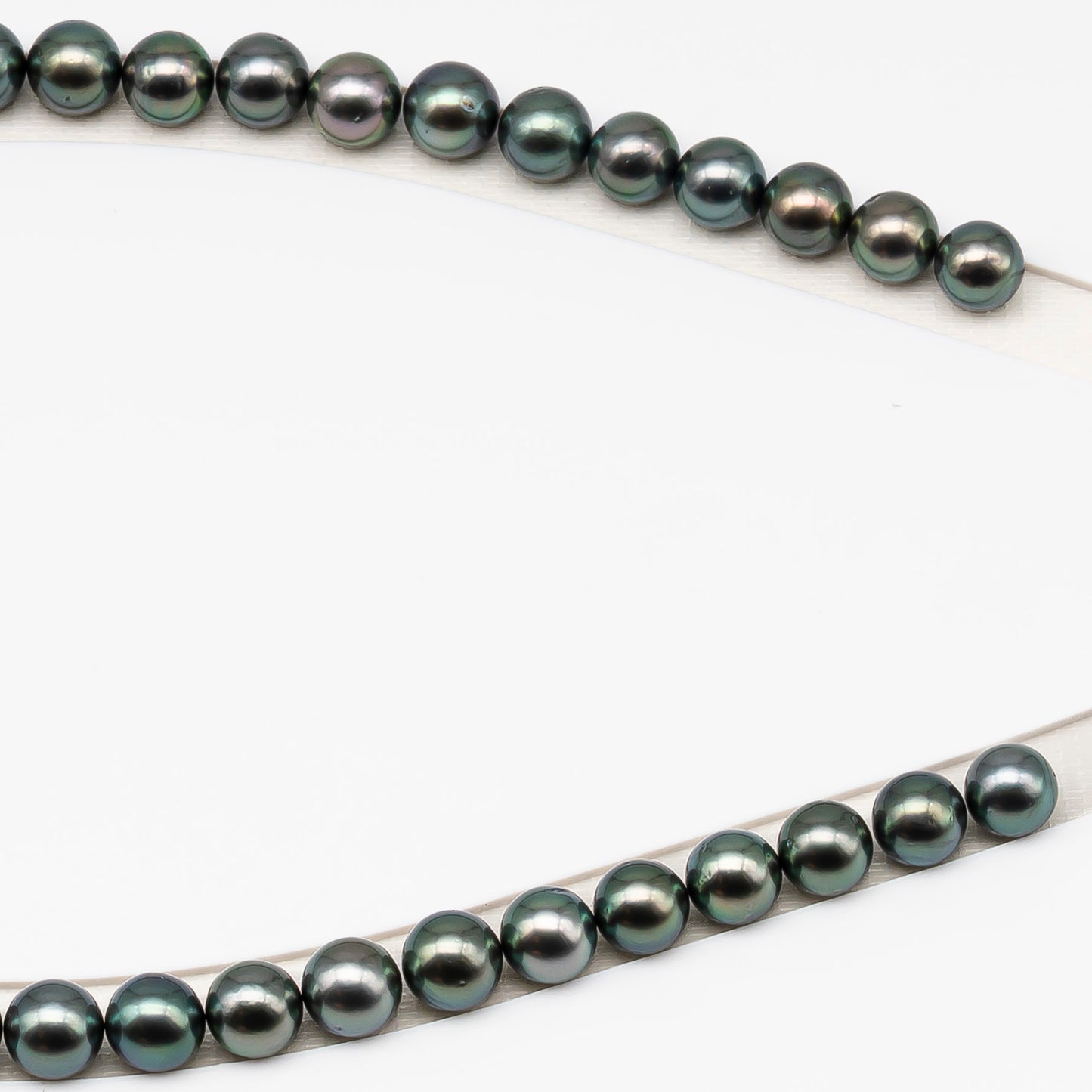 9-10mm Tahitian Pearl in Full Strand (No Hole) with Natural Color and High Luster, Temporarily Strung Pearl for Jewelry Making, SKU # 3383TH