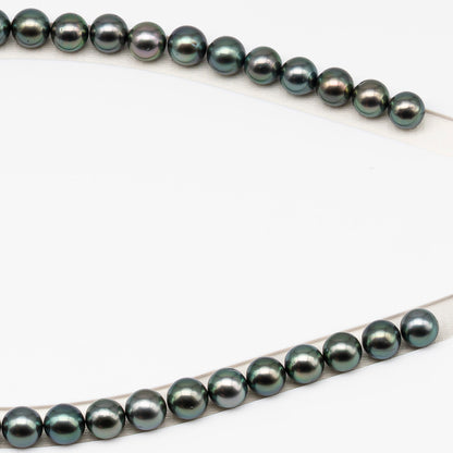 9-10mm Tahitian Pearl in Full Strand (No Hole) with Natural Color and High Luster, Temporarily Strung Pearl for Jewelry Making, SKU # 3383TH