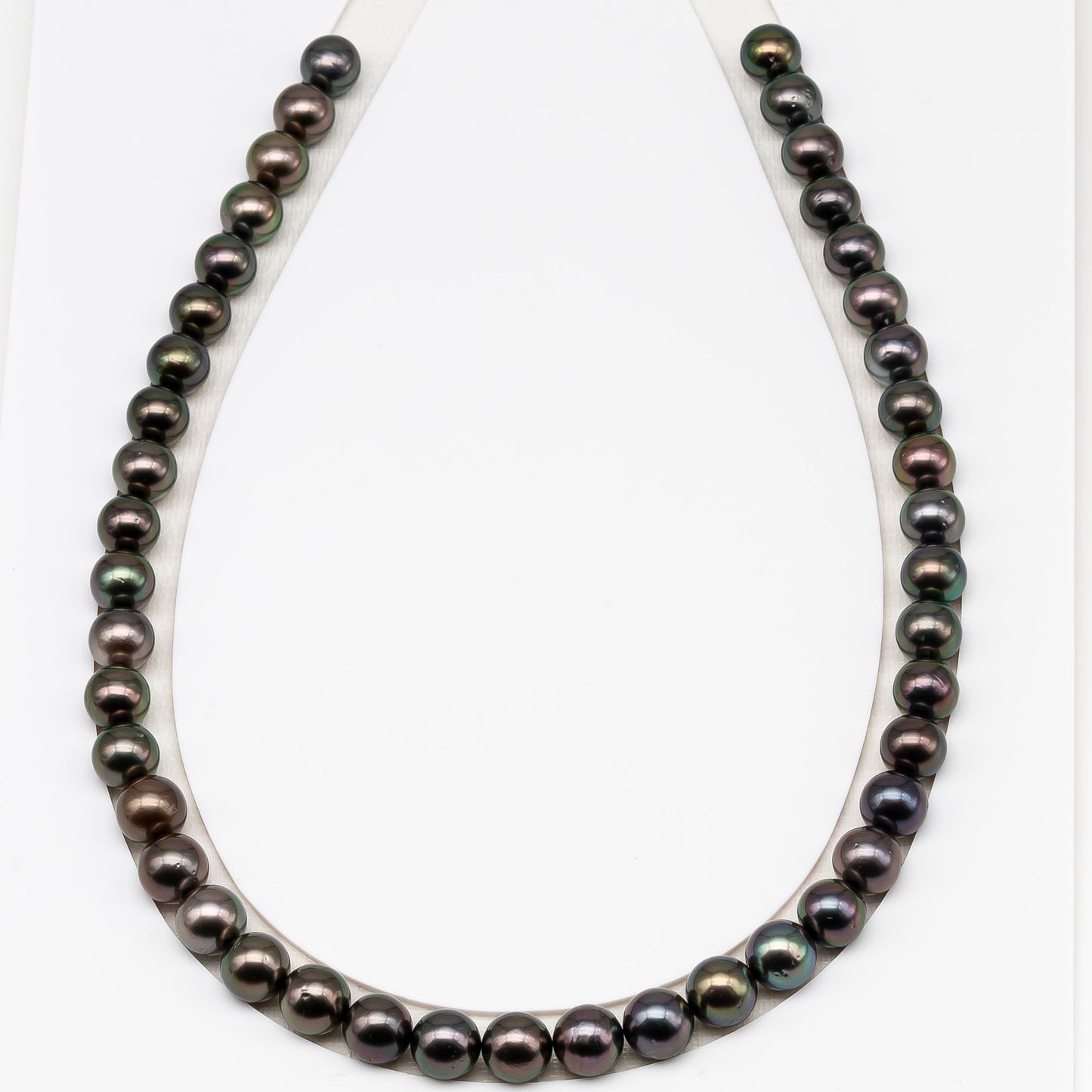 9-10mm Tahitian Pearl in Full Strand (No Hole) with Natural Color and High Luster, Temporarily Strung Pearl for Jewelry Making, SKU # 3384TH