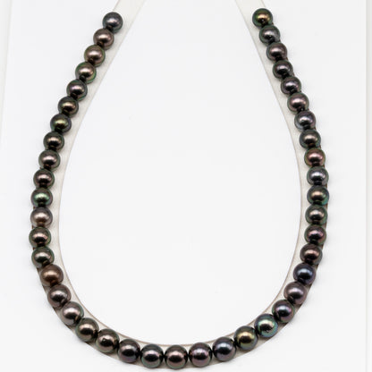 9-10mm Tahitian Pearl in Full Strand (No Hole) with Natural Color and High Luster, Temporarily Strung Pearl for Jewelry Making, SKU # 3384TH