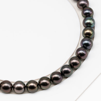 9-10mm Tahitian Pearl in Full Strand (No Hole) with Natural Color and High Luster, Temporarily Strung Pearl for Jewelry Making, SKU # 3384TH